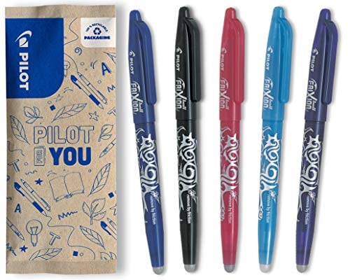 PILOT FriXion Ball 0.7 Set – 5 Stück: Blau/Hellbl/Schwarz/Pink/Violett, Radierbare Tintenroller 0,4mm Strichstärke, angenehme Schreibführung beim Schreiben, thermosensitive Tinte, austauschbare Mine
