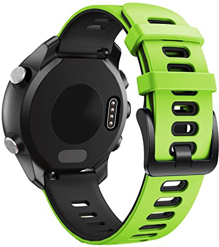 NotoCity per Garmin Vivoactive 3 Cinturino, 20mm Cinturino di Ricambio in Silicone per Samsung Galaxy Active 2 /Gear Sport/Galaxy Watch 42mm/ Garmin Forerunner 645/245(verde-nero)