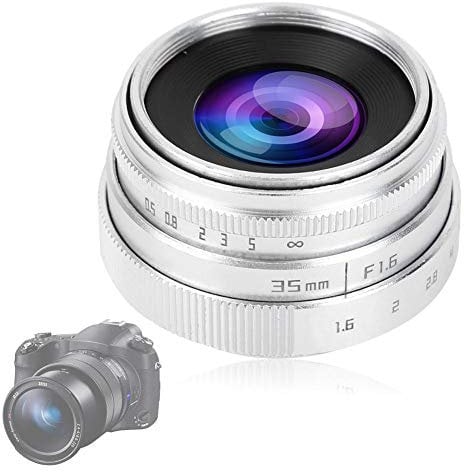 Lente de la cámara Lente de 35 mm F1.6-16 Lente CCTV Montura C Lente de Gran Apertura para NEX M 4/3 FX, Foco Manual Micro Lente única Lente de Marco Aps-c(Plata)