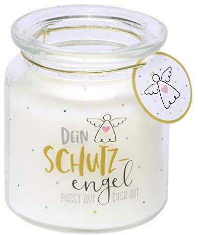 GRUSS & CO Kerze im Glas Dein Schutzengel | Duftkerze, Vanille, Höhe 9 cm, Durchmesser 7,5 cm, Glas mit Motivdruck | 46635
