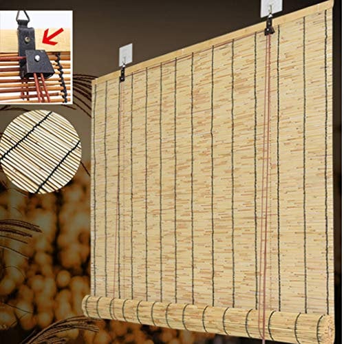 Geovne Tapparelle in bambù Traspirante,Tenda di bambù a Prova di Polvere,Tapparelle in Reed-Fatto a Mano-Adatto per Porte e Finestre Scorrevoli per Interni ed Esterni (130x350cm/51x138in)