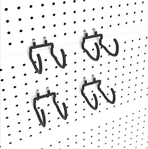 unp POETISKE Peg Board Tool Utility Hooks Pegboard Accessories 4PC Black Shovel Hammer Drill Holder Fit 1/4’’ Peg Board Hanging Power Tool Hammer Utility Garage Storage