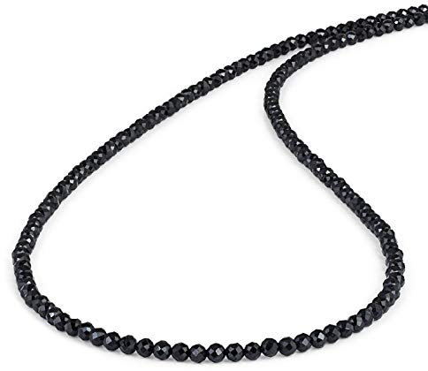 45 cm Schwarze Spinell-Halskette, Facettiert mit Runden Perlen - 2,5 mm Edelstein-Kette für Party und Alltag