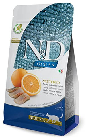 Farmina N&D Ocean Adult Pellets Katzenfutter(Trockenfutter, mit hochwertigen Vitaminen und natürliche Antioxidantien, ohne Mais, Zutaten: Hering und Orange, Portionsgröße: 1,5 kg)
