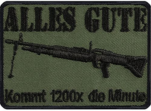 Tactical Morale Patch Alles Gute kommt 1200x die Minute Bundeswehr Aufnäher zum annähen/aufbügeln | Geschenk Militär mit Stickerei Applikation Uniform/Jacke/Weste | 70x50mm
