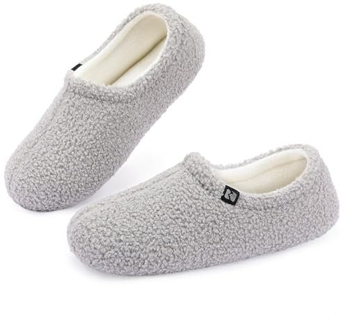 RockDove Pantofola da Donna in Pile Teddy con Schiena Chiusa per Interni, 42/43 EU, Grigio chiaro