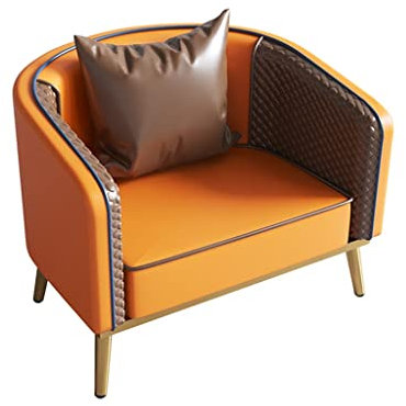 Sessel Schlafzimmer, Comfy Chair Wohnzimmer, Moderner Clubsessel Aus Leder Mit Rückenlehne Und Armlehne Mid-Century Modern Accent Chair Mit Metallbeinen Stilvolle Polstersessel ( Color : Orange )