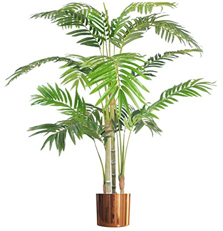 Leaf Large Artificial Palm Tree, Green Copper, 120cm