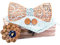 HZQIFEI Noeud Papillon Bois, Ensemble 4 Pièces Noeud Papillon en Bois + Boutons de manchette + Broche + Carré de Poche, Accessoire Mode (Style#24)