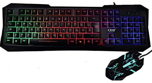 KIT TASTIERA + MOUSE GAMING LED RGB MK1568 CABLATA USB BACKLIGHT RETROILLUMINATA da GIOCO compatibile con PC e MAC