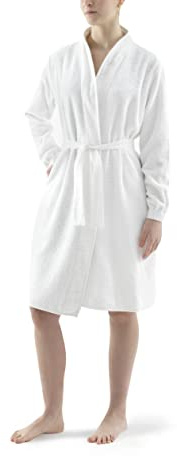 Top Towel Lady - Bademantel Damen 100% Baumwolle Frottee 500 g/m² - Mit Gürtel, Innentaschen, Halbhoher Kragen, Verstellbare Ärmel, Schnelltrocknend, Maschinenwaschbar bei 30°C