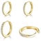 2 Paar Creolen Silber Ohrringe für Damen, klein Ohrringe Set mit Zirkonia, 925 Silber Vergoldet Kreolen Hypoallergen Klein Schlafen Kreolen Gold 8mm/10mm
