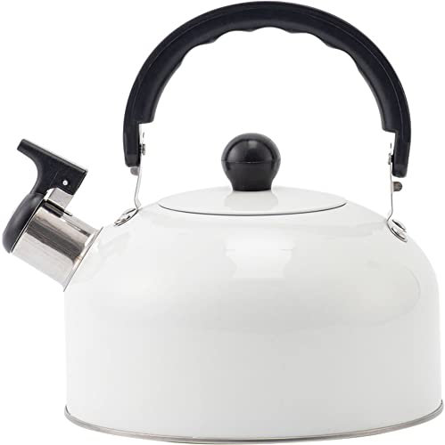 3 Liter Flötenkessel, weißer Kaffeekocher und Küchenutensil, flache Unterseite, Pfeife, Edelstahl, Teekessel für Küche, Handwerk, Wasserkocher, Heimherd, Gas, Küche, Brauen, Kaffee und Tee