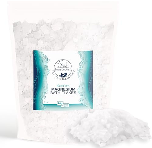 Natural Elephant Dead Sea Magnesium Bath Flakes | 8 oz Travel Size (227g) | Pure Magnesium Chloride Soak for Body and Foot | Ideal for a Soothing Bath Experience | Alternative to Epsom Salt