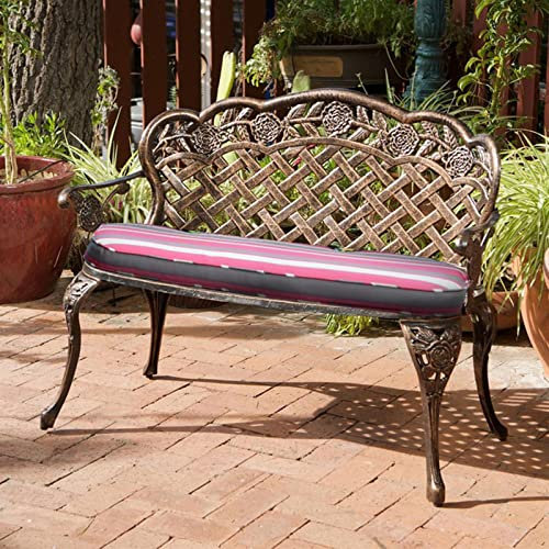 ZMYJTO Gartenbank aus Aluminiumguss, Parkstuhl, Gartenbank mit Kissen, Terrassensitz, Metallsofa, Balkon-Loungesessel mit Rosenrücken für Platz, Terrasse