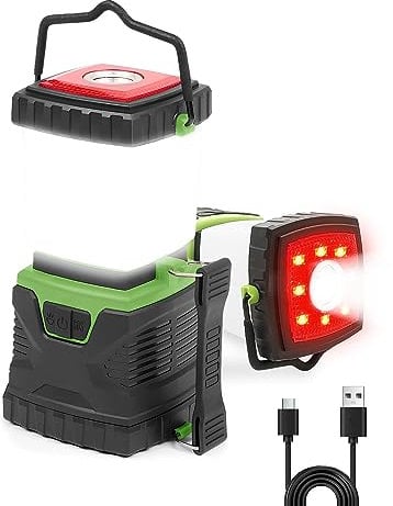 Maxesla 4 in 1 Rechargeable Camping Lantern with Hand Belt, 1600 Lumen LED Camping Lights, 15-20 Hours Long Battery Life, 8 Modes Dimmable Waterproof Tent Light for Camping, Emergency, Hiking, Fishing