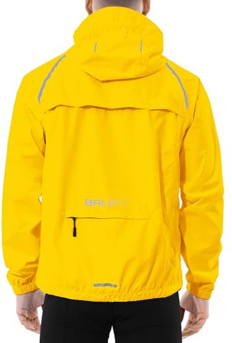 baleaf Waterproof Jacket Mens Cycling Jackets Reflective Running Outdoor Rain Coats Lightweight for Men Walking Hiking Packable Bright Yellow 3XL