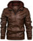 QIUNI Nuove giacche di pelle da uomo autunno casual giacca moto biker cappotti in pelle abbigliamento