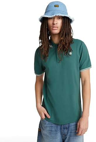 G-Star Men's Dunda Slim Stripe Polo , Green (blue spruce D17127-5864-G282), L