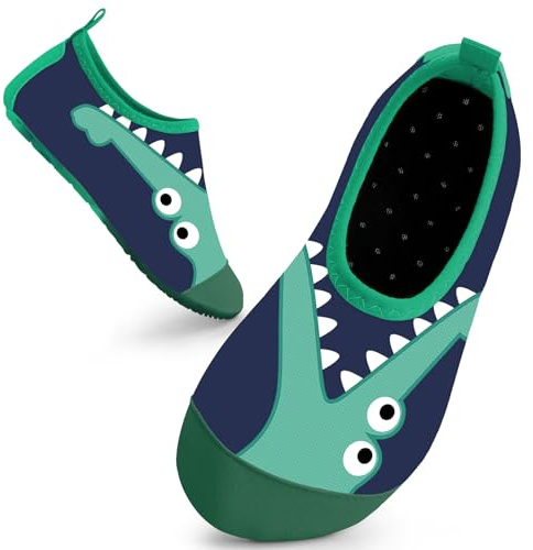 Kids Swim Water Shoes Toddlers Baby Aqua Socks Quick Dry for Boys(Green Crocodiles,30/31 EU)