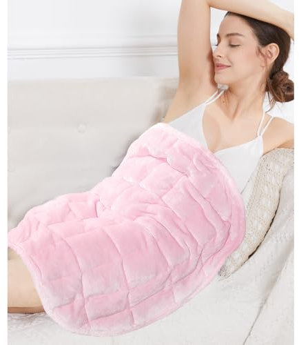 Alomidds Gewichtete Schoßdecke, 3,2 kg, Flanell, gewichtete Decken für Erwachsene, gemütliche, kleine, schwere Decke mit Glasperlen, Reisen, Rosa, 73,7 x 61 cm, XGT03001