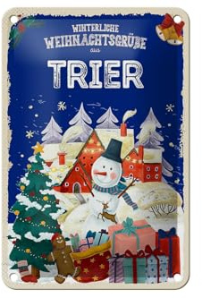 Femer Blechschild Weihnachtsgrüße aus TRIER Geschenk Dekoration 12x18cm