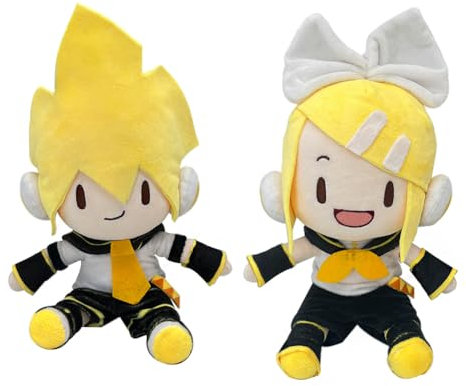 Zhongkaihua Kagamine Rin Anime-Figurenkissen, Kagamine Len, niedliches Cartoon-Stofffigur, superweich, gefüllt, Sofa, Auto, Dekoration, Kissen, 28 cm, 2 Stück