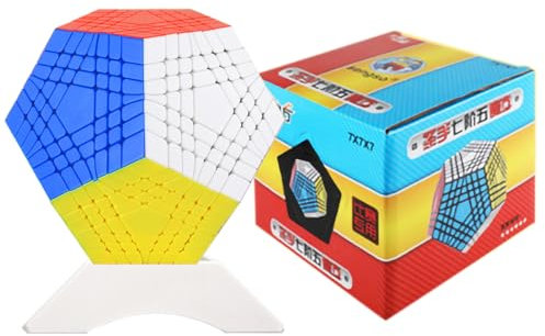 Shengshou 7x7x12 Megaminx Dodekaeder Block Puzzle 7x7 12 Oberfläche Gigaminx Twist magische Puzzles Würfel Mehrfarbiges Stickerless Spielzeug mit einem Würfelständer