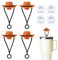 4pcs Cowboy Hat Straw Cover for YETI Straw Cup 16/20/24/25/26/35oz, with 4pcs Tumbler Spill Proof Stoppers, Novelty Silicone Decorative Hat Straw Topper Straw Caps Accessories (Brown)