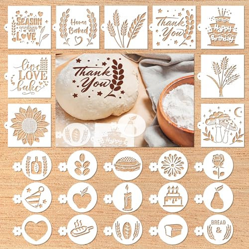 Sitsink Brotschablonen für Sauerteig, 24 Stück Brotschablonen zum Backen, Sauerteigbrot Backwerkzeuge, Geschenke für Sauerteigbäcker, Brot-Zubehör, Kuchen- und Keks-Backschablonen
