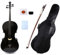 YoungMonic 4/4 Cello in voller Größe, handgefertigt mit Ahorn- und Fichtenkonstruktion mit Ebenholzbeschlägen, komplett mit einem schwarzen Cellokoffer und Bogen (schwarz)