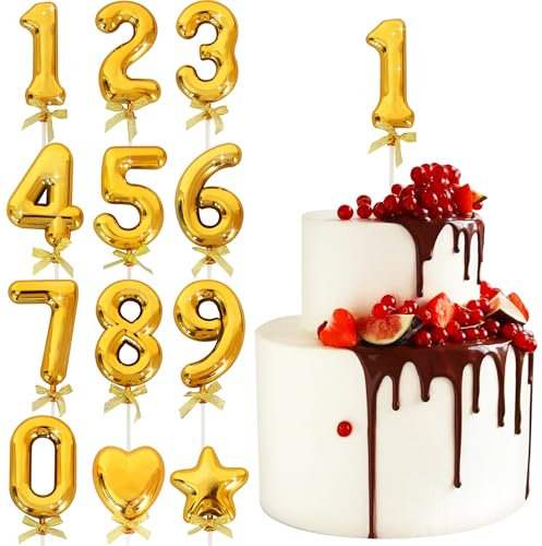 BEISHIDA 3D Number Cake Topper Gold 1 Numbers Happy Birthday Cake Topper 1st 10th 21st 30th 40th 50th Birthday Cake Toppers for Birthday Party Wedding Anniversary Decorations
