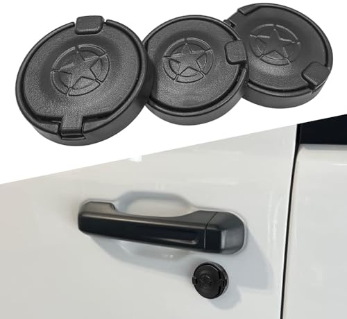 FSYHKJ Coperture per buchi della serratura di sicurezza per serratura della porta chiave Protezione Trim per Jeep Wrangler JK JKU JL JLU TJ Gladiator JT 2018 2019 2020 2021 2022 2023 2024 accessori