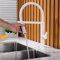 HSJFS Rubinetti per Lavello da Cucina, Rubinetto Miscelatore con Ugello Abbassabile in Ottone, Rubinetto per Acqua Caldada con Maniglia Singola/Bianco/Bianco