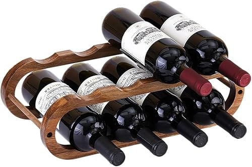 Wine Rack and Water Bottle Organizer 2 in 1 for Cabinet and Countertop (Acacia Wood 2 Tier)