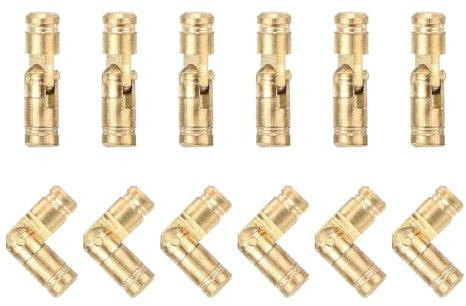 QUARKZMAN 12Pcs Charnière à Barillet Invisible en Laiton, 15x4mm Charnières, Support Pliable, Charnières Cylindriques Cachées pour Porte d'Armoire de Boîte à Souvenirs de Bricolage