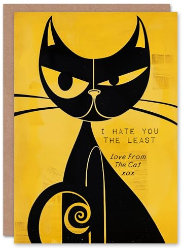Artery8 Hate You Least From The Cat Mid Century Modern Blank For Him Or Her Art Birthday Card