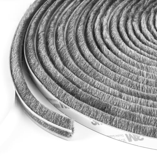 Joint brosse autocollant, 10M(L) X 9mm(l) X9mm(D),Joint brosse porte coupe-courant d'air,Joints brosses noirs, Barre à brosses volet roulant pour porte, fenêtre, porte coulissante