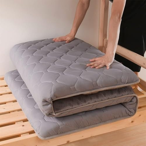 YOUGANG Verbesserte japanische Futon-Matratze, Tatami-Matte, Doppelbett, Queen-Size-Bett, faltbare Bodenmatratze, tragbare Reise-Camping-Matratze, grau, 90 x 200 cm