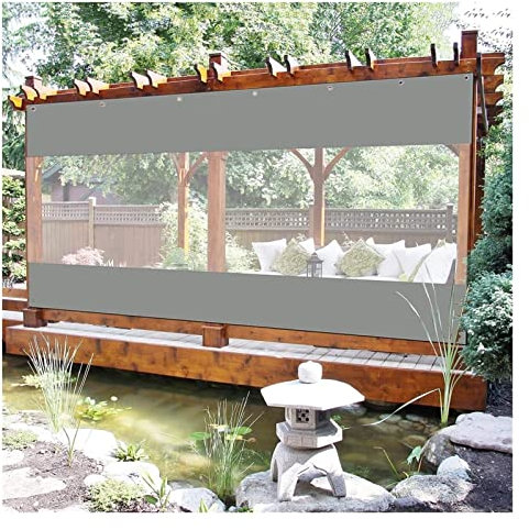 LXLDY Tenda in Vinile for Esterni con Pannello Telo Trasparente, Antipioggia, Tenda Divisoria con Perforazioni, for Pergola, Portico, Gazebo, su Misura (1x0.8m)