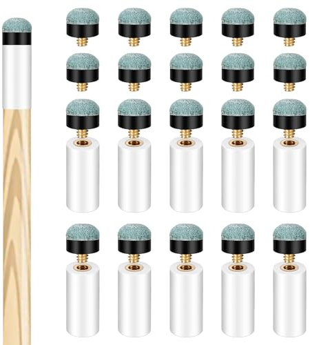 20 Stück Billardqueue Spitzen Ersatzset, Billard Pool Queue Tipps mit Weißen Pool Queue Zwinge Pool Queue Spitzen Ersatz 12 mm Grau Billard Stick Spitzen Billard Queue Spitzen für Pool Queues