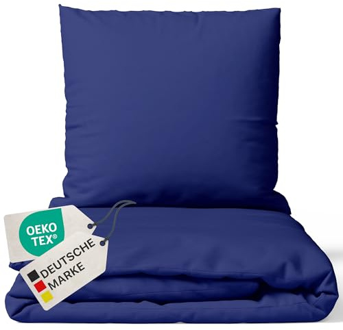 NYVI Bettwäsche Set DreamScience Mikrofaser Uni 135x200 + 80x80 cm Navyblau - Atmungsaktiv & Weich - Mit Reißverschluss, Oeko-TEX Zertifiziert, für Allergiker geeignet