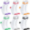 Utensilsto 6 Paare Tennissocken Bunt Sportsocken Damen 38-42 Baumwollsocken Retro Tennis Sport Socken mit Streifen Motiv für Tennis Sport Lauf