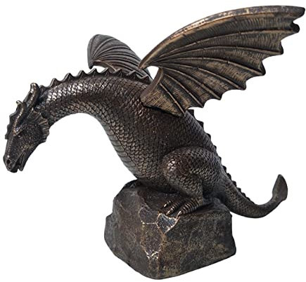 Drachen-Gartenbrunnen, Outdoor-Dekoration, Dinosaurier-Statue, groß, Kunstharz-Ornament