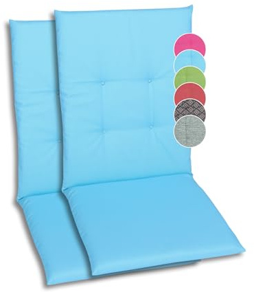 GO-DE Textil Bequeme und attraktive Polsterauflagen für Mittellehner-Gartenstühle (2er-Set, Uni blau, Mittellehner)
