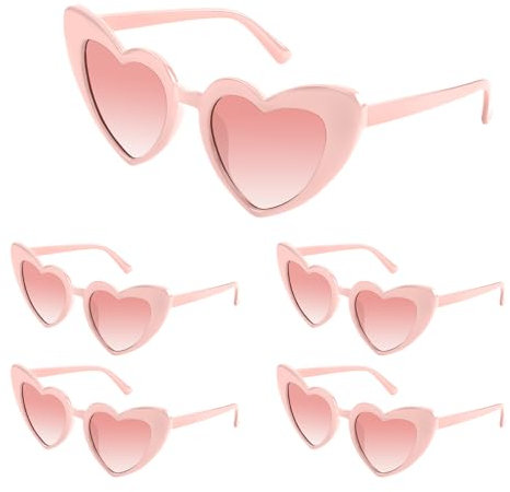 Bouiexye Confezione da 5/10/20 occhiali da sole a forma di cuore per addio al nubilato vintage occhiali da sole a forma di cuore per matrimonio damigella d'onore bomboniere, Rosa, 15.3 cm (6.02 inches