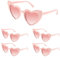 Bouiexye 10 Brillen Rosa Herz Sonnenbrille Bachelorette Sonnenbrille Vintage Glasses Brille Herzform für Hochzeit Brautjungfer Partygeschenk Zubehör
