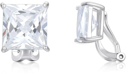 Schmerzfreie Ohrclips Silber aus 925 Sterling Silber in Quadratform für Damen/Mädchen ohne Ohrlöcher