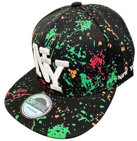 Jeamis NY USA Snapback Baseball Cap Kappe Cappy Unisex Trucker Starter Basecap Mütze Hawaii Sommer Kult (DE/NL/SE/PL, Alphanumerisch, Einheitsgröße, NY Bunt Grün)
