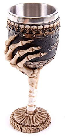 QXSJEDYCH Calice con braccio scheletrico, cena gotica, calice con teschio e artiglio, calice da vino tazza